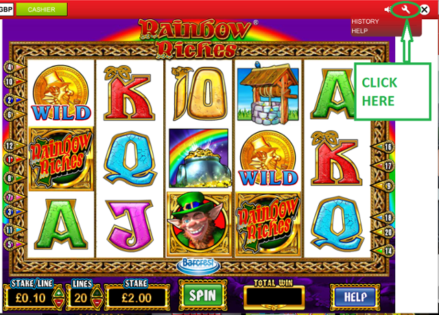 Rainbow Riches return to player eg