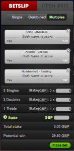 what is a treble bet example 1