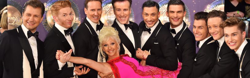 Debbie McGee, Pasha Kovalev, Neil Jones, Brendan Cole, Anton du Beke, Giovanni Pernice, Aljaz Skorjanec, Gorka Marquez, Kevin Clifton and AJ Pritchard at the launch of Strictly Come Dancing 2017 at Broadcasting House in London.