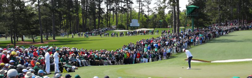 Apr 8, 2018; Augusta, GA, USA; A general view of Rory McIlroy and Patrick Reed on the 2nd green during the final round of the Masters golf tournament at Augusta National Golf Club. Mandatory Credit: Rob Schumacher-USA TODAY Sports PGA: Masters Tournament - Final Round