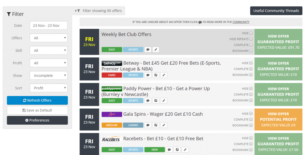 Offer Calendar